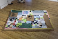 pear ware, <em>Quilt, </em>2022. Joan’s t-shirts, cotton, silk, buttons, patches, embroidery, thread. Courtesy the artists and Hercules Art/Studio Program.