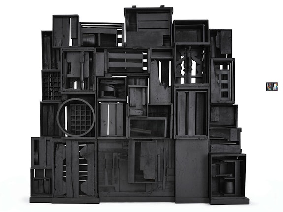 Louise Nevelson, <em>Sky Cathedral’s Presence I</em>, 1959-1962 Painted wood and found objects, 107-120 1/8 x 21 1/2 inches. Fine Arts Museums of San Francisco. © Estate of Louise Nevelson / Artists Rights Society (ARS), New York. Courtesy Fine Arts Museums of San Francisco. Photo: Randy Dodson.