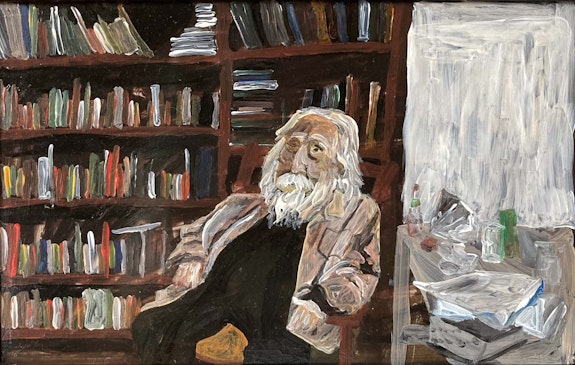 Painting of Peter Lamborn Wilson by Tamas Panitz. Collection Joel Newberger.