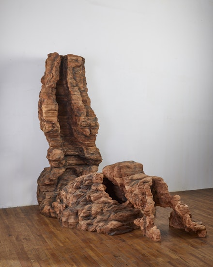 Ursula von Rydingsvard, <em>ZGINEŁA</em>, 2017-19. Cedar, 102 1/2 x 72 1/2 x 93 inches. © Ursula von Rydingsvard. Courtesy Galerie Lelong & Co. Photo: Joshua Simpson.