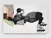 Kerry James Marshall, <em>Untitled (Exquisite Corpse Rollerblades)</em>, 2022. Acrylic on PVC panel. 78 x 120 x 2 inches. © Kerry James Marshall. Courtesy the artist and Jack Shainman Gallery, New York.