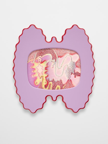 Maureen St. Vincent, <em>Mom's Jewels</em>, 2022. Soft pastel on paper with artist frame, 23 x 22 x 3/4 inches. Courtesy the artist and HESSE FLATOW, New York. Photo: Chris Grunder.