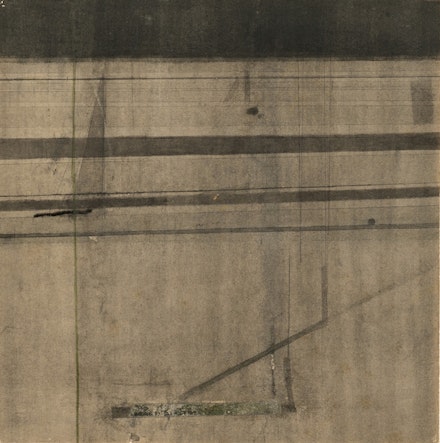 Nasreen Mohamedi, <em>Untitled</em>, 1970. Ink, watercolor, and collage on paper, 8.25 x 8.25 inches. Courtesy Glenbarra Museum of Art.
