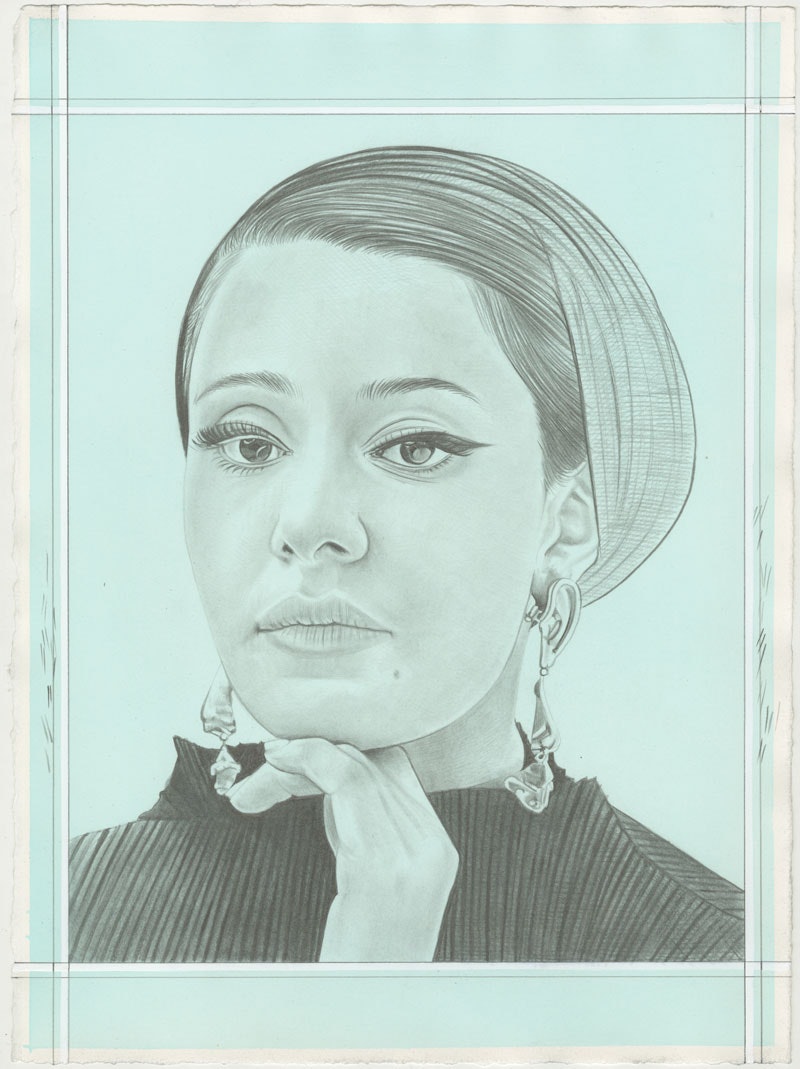 Portrait of Sumayya Vally, pencil on paper by Phong H. Bui.