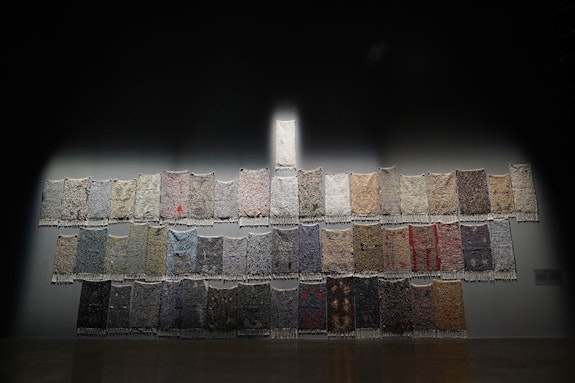 Installation view: Igshaan Adams, <em>Salat al-jama'ah</em>, 2023, Islamic Arts Biennale, 2023. Photo: Nadine Khalil.