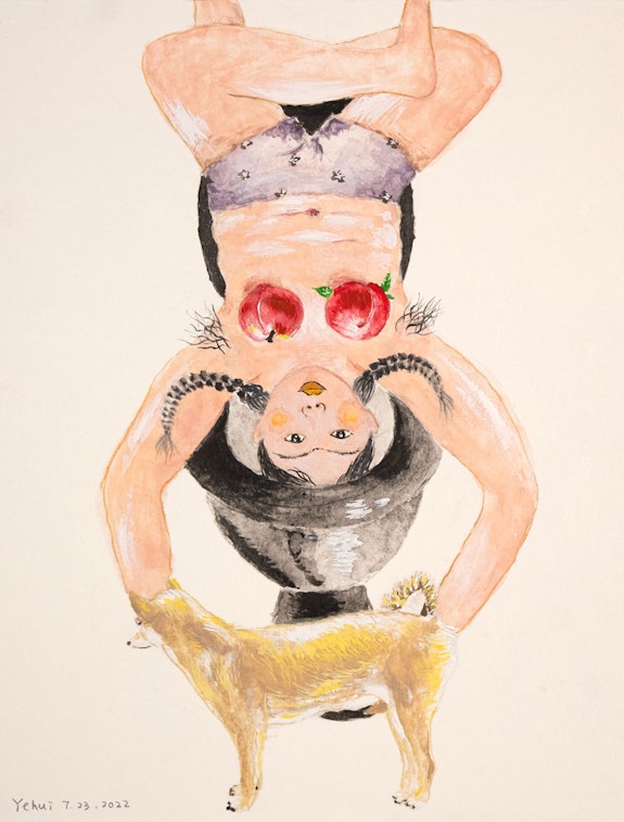 Yehui Zhao, <em>My Escape Plan</em>, 2023. Pencil and Chinese Ink on Paper, 6 × 6 inches. Courtesy Yehui Zhao.