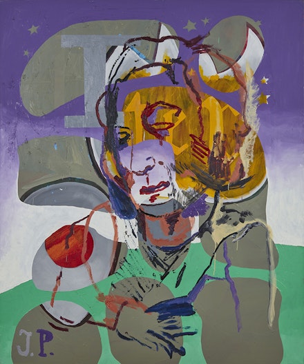 Martin Kippenberger, <em>Untitled (from the series Jacqueline: The Paintings Pablo Couldn't Paint Anymore)</em>, 1996. Oil on canvas, 71 x 59 inches. Courtesy Skarstedt. © Estate of Martin Kippenberger, Galerie Gisela Capitain, Cologne, and Skarstedt, New York. Image courtesy of Skarstedt, New York.