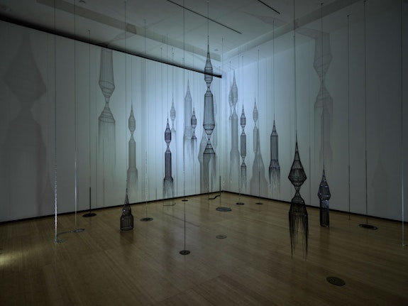 Installation view: <em>Comparative Hell: Arts of Asian Underworlds</em>, Asia Society Museum, New York, 2023. Detail: Afruz Amighi (b. 1974, Iran), <em>Spirit Canopy</em>, 2021. Photo: Bruce M. White.