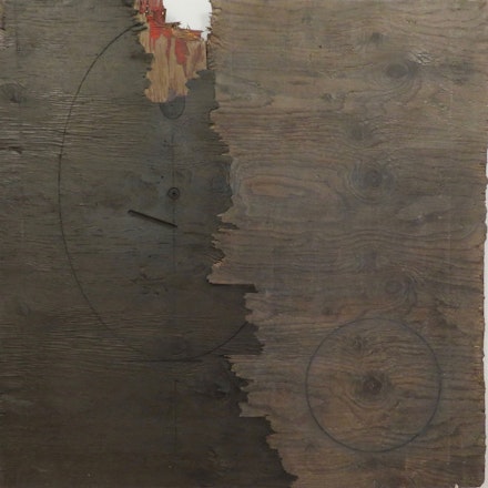Ted Thirlby, <em>Vitruvius in Shadow</em>, 2020. Mixed Media on Plywood, 48 x 48 inches. Courtesy the artist, Carter Burden Gallery, and East End Arts.