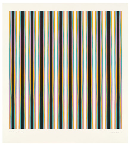 Bridget Riley, <em>Final Study for “Halcyon”</em> <em>[Repaint]</em>, 1971. Pencil and gouache on paper, 37 3/8 × 36 inches. Collection of the artist. © Bridget Riley 2023. All rights reserved.
