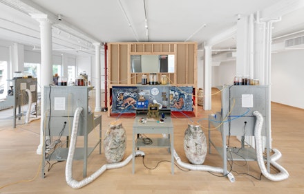 Installation view: <em>Candice Lin: Lithium Sex Demons in the Factory</em>, Canal Projects, New York, 2023. Courtesy the artist and François Ghebaly Gallery. Commissioned by Canal Projects and the 14th Gwangju Biennale. Courtesy Canal Projects. Photo: Izzy Leung.