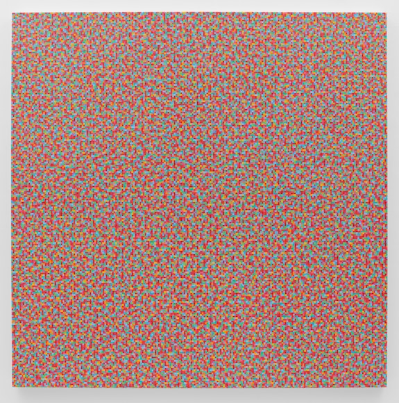 Tony Bechara, <em>Random 28 (Red version),</em> 2023. Acrylic on canvas, 60 x 60 inches. © Tony Bechara. Courtesy Lisson Gallery.