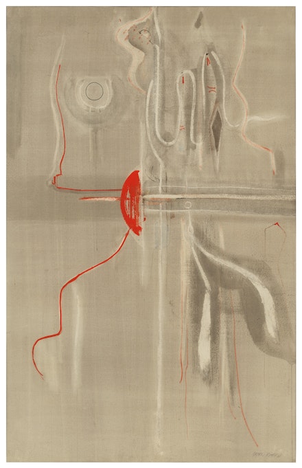 Mark Rothko, <em>Omen</em>, 1946. Watercolor and ink on watercolor paper, 39 1/8 x 25 1/8 inches. The Ulla and Heiner Pietzsch Collection, Berlin. Copyright © 2023 Kate Rothko Prizel and Christopher Rothko.
