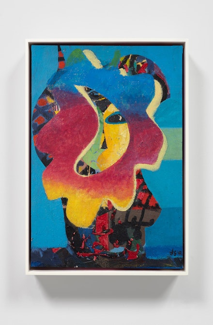 Eileen Agar, <em>Flowering of a Wing</em>, 1966. Oil and acrylic on canvas, 22 x 15 inches. Courtesy Andrew Kreps Gallery.