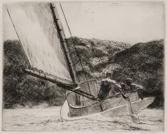 Edward Hopper, <em>The Cat Boat, </em>1922. Etching, 13 1/2 x 16 inches. Courtesy the artist and Craig Starr Gallery.