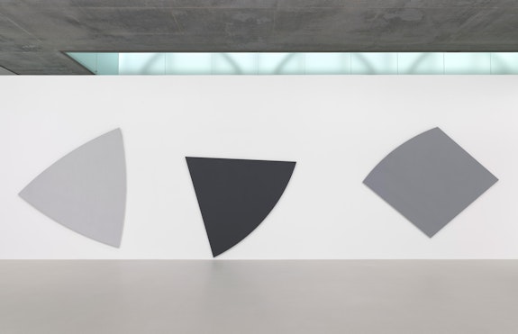 Ellsworth Kelly, <em>Three Gray Panels</em>, 1987. Oil on canvas, three panels, 114 x 412 inches overall. Private Collection, Courtesy Matthew Marks Gallery. © Ellsworth Kelly Foundation. Courtesy Glenstone Museum, Potomac, Maryland. Photo: Ron Amstutz.