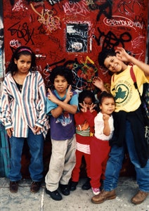  Local kids posing for the Wall of Fame.<i> Photo by Clayton Patterson</i>