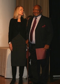 Lynne Cooke and Kinaston McShine at the 2008 AICA awards. Photo by Larry Litt.