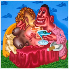 Peter Saul, “Viva La Difference” (2008). Acrylic on canvas,72 × 72 inches (182.9 × 182.9 cm). Courtesy of David Nolan Gallery.