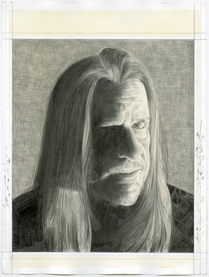Portrait of the artist. Pencil on paper by Phong Bui.
