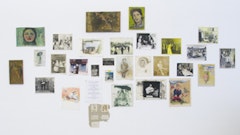 “Look,” (installation) 2009, Mixed media on collected photographs, dimensions variable. Courtesy of Shahram Karimi and LTMH Gallery, New York.