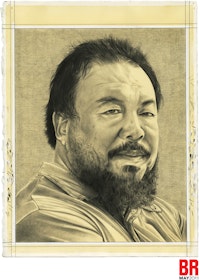 Portrait of Ai Wei Wei. Pencil on paper by Phong Bui.