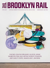 Rachel Eulena Williams, <em>Dark Clay</em>, 2021. Acrylic paint and dye on hammock, canvas and cotton rope, 67 3/8 x 74 1/8 x 2 3/8 inches. Courtesy the artist and the Modern institute, Glasgow. Cover designed by Guest Designer, Jason Alejandro.